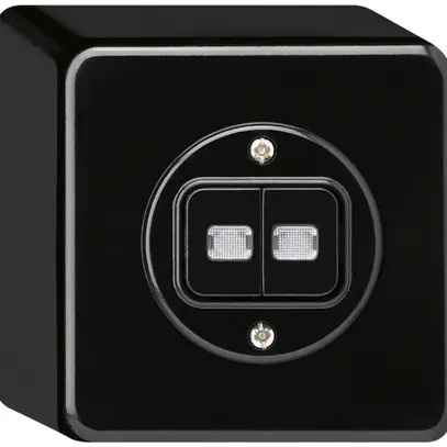 Pulsante luminoso AP basico 2×AR/1L nero 