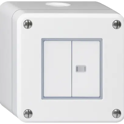 Contact à poussoir AP robusto IP55 2×1P blanc 1×lumineux 