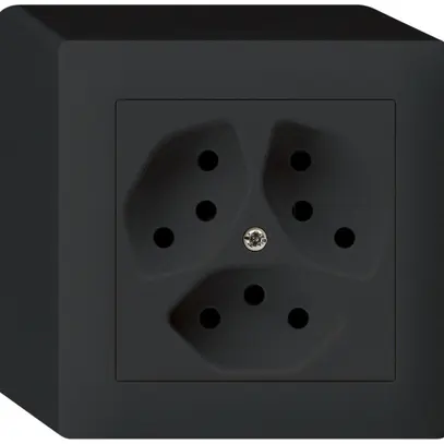 Presa AP kallysto 3×T13 nero con protezione bambini 