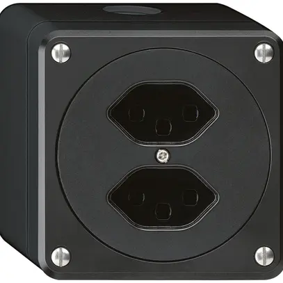 Presa AP robusto 2×tipo 23 nero senza copercchio 