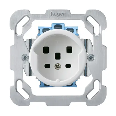 Prise ENC HA basico type 25 a.plaque de fixation a.bornes enfichables blanc 