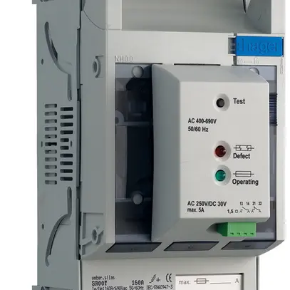 Sezionatore HPC weber.silas DIN00 690VAC 160A pr.INC 70mm al./ba.con.fusibile M8 