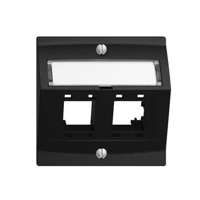 Montageset EDIZIOdue, mit Schrägauslasshaube, für 2×RJ45, schwarz 