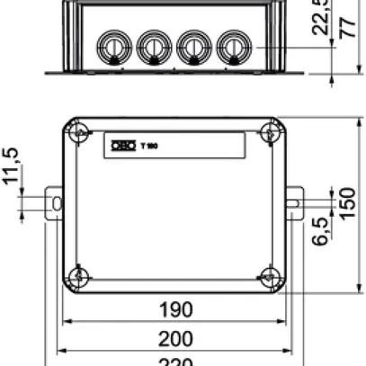 Boîte de dérivation Bettermann E30-E90 2 porte fusibles 190×150×77mm 10mm² or 