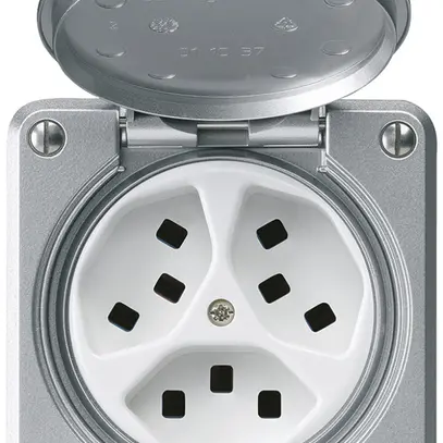 Presa INC Hager robusto, 3×T23, con coperchio C, alluminio 
