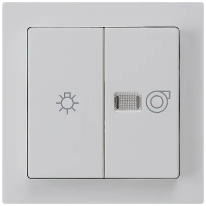 Leuchtdruckschalter kallysto 1/1L hellgrau mit Symbol Licht+Ventilation 