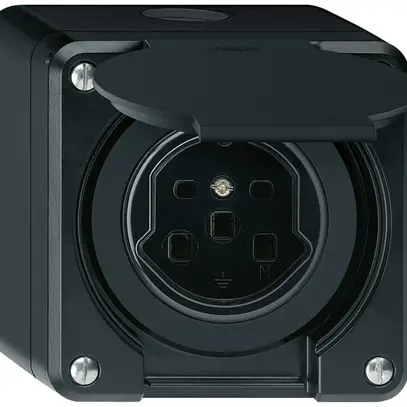 Prise AP HA robusto type 25 avec bornes enfichables avec couvercle noir 