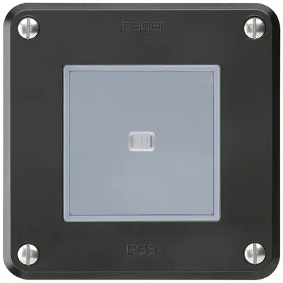 Contatto pulsante INC robusto IP55 2P nero illuminato 