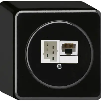 Boîte de raccordement AP basico 1×RJ45u+1×TT83 noir 