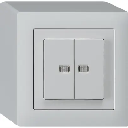 Interruttore pulsante luminoso AP kallysto 1/3+3/1 con 2 lenti grigio chiaro 