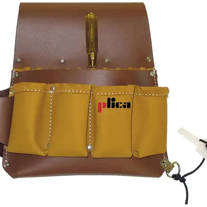 Werkzeugtasche Plica aus Leder ohne Gurt, braun 