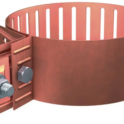 Collier de contact réglable Flury Al 3, Cu nu, tube Ø 70…120mm 