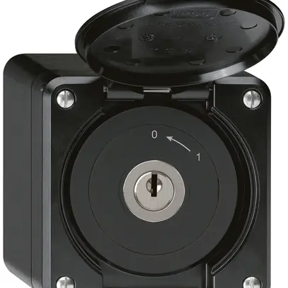 Contatto rotativo chiave AP robusto IP55 nero con coperchio 2P 
