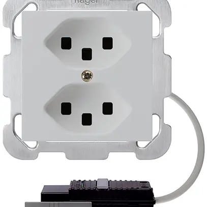 Presa INS 2×T23 kallysto grigio chiaro adatt. cavo rotond.5P L2&scato.G2704 