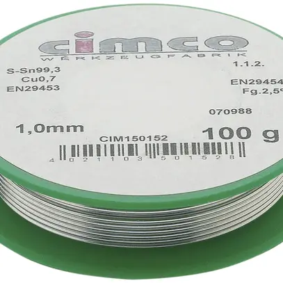 Fil de soudure CIMCO S-Sn 99.3 Cu 0.7 sans plomb Ø1.0mm 100g 