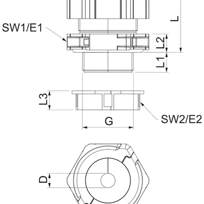 Presse-étoupe Bettermann V-TEC TB32 divisible M32 1×Ø9…13mm IP67 gris 