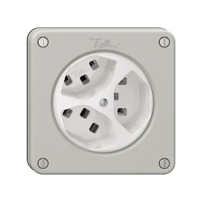Prise NEVO, 3×T23, gris clair 