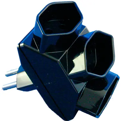 Spina di derivazione 3×T13 nero, con la protezione dei bambini 