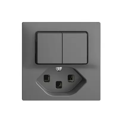 Combinaison 2×A-R/1L+T23 16A EDIZIOdue gris foncé 