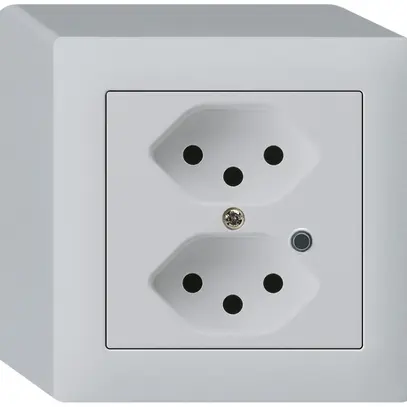 AP-Steckdose Hager kallysto 2×T13 beleuchtet Q lichtgrau 