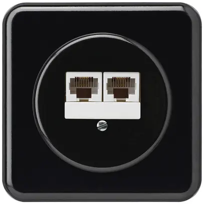 Scatola di raccordo INC basico 2×RJ45u nero parallelo 