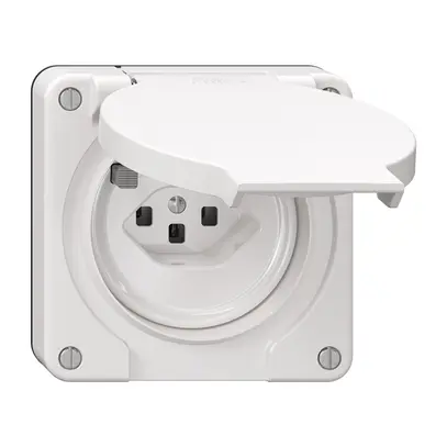 FI-Steckdose NEVO N.CO 30mA, Typ 23, Anschlussklemmen für weitere Steckdosen, ws 