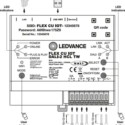 Appareil de commande LEDVANCE HCL TW IP20 220…240V DALI 91×106×62mm 