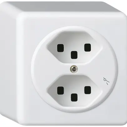 Presa AP Hager basico 2×tipo 23 1×S Q bianco 