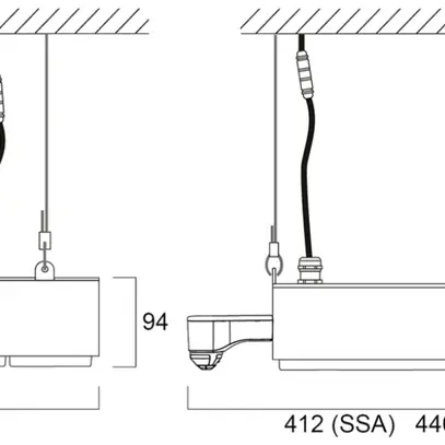 Projecteur salle LED Sylvania KubiXx AISLE PIR 83W 14400lm 840 IP65 DALI 440×280 