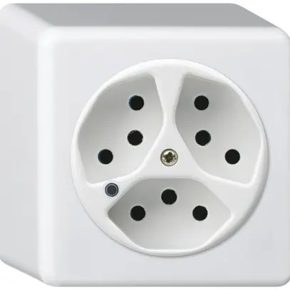 Presa AP Hager basico 3×tipo 13 illuminati Q bianco 