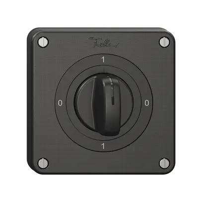 Interruttore rotativo NEVO N.CO 0/1L, con manopola, KS, 0-1-0-1, nero 