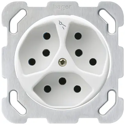 Insert pour prise ENC basico 3×type 13S avec plaque de fixation blanc 