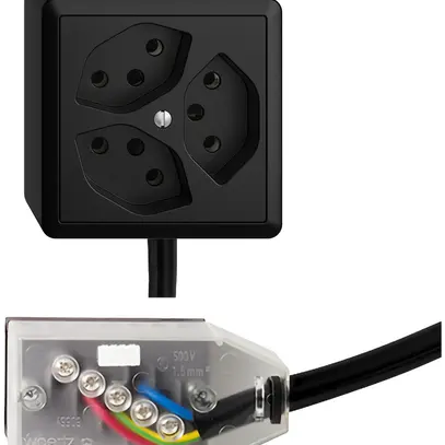 Presa AP EDIZIOdue 3×T13 L2 Snap nero per cavo piatto Technofil 