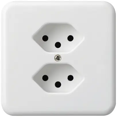 Prise ENC Hager basico 2×type 13 avec sécurité enfants blanc 