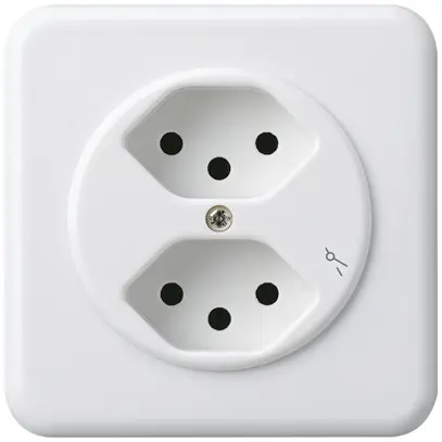 Prise ENC basico 2×type 13/1 blanc avec sécurité enfants pour BOMI 