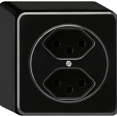 Presa AP basico 2×tipo 23 nero con morsetti innest. 