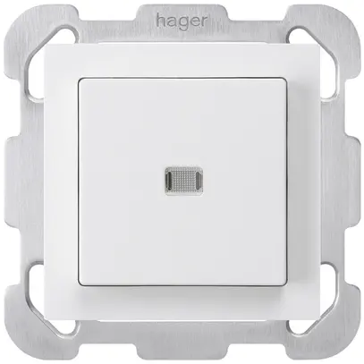 Interrupteur poussoir lumineux ENC kallysto 3/1P blanc avec plaque de fixation 