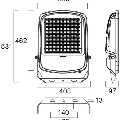 Proiettore LED Sylvania Kalani 297W 43800lm 840 IP66 65×120° 531×403mm nero 