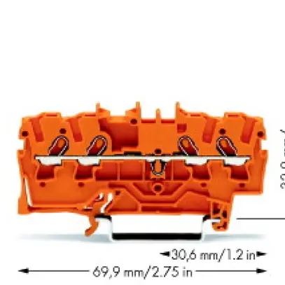 Morsetto di passaggio WAGO Top Job-S 1.5mm² 4L arancione serie 2001 
