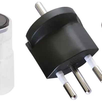 Adattatore fisso MH 3L 10A 230VAC Schuko/T12 CEE7/7-CH T12, nero c.gomma 