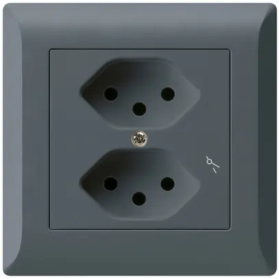 Prise ENC kallysto.line 2×T13/1 anthracite avec sécurité enfants 