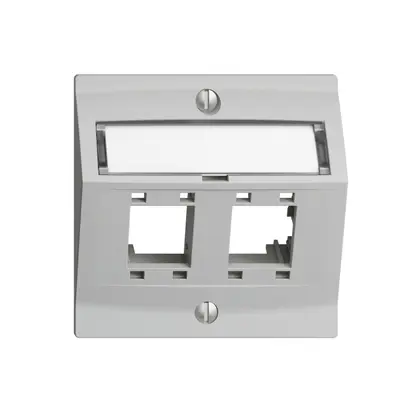 Kit de montage EDIZIOdue, avec capot de sortie oblique, pour 2×RJ45, gris clair 
