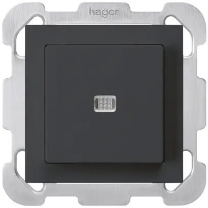 Interruttore pulsante luminoso INC kallysto 3/1P nero con piastra di fissaggio 