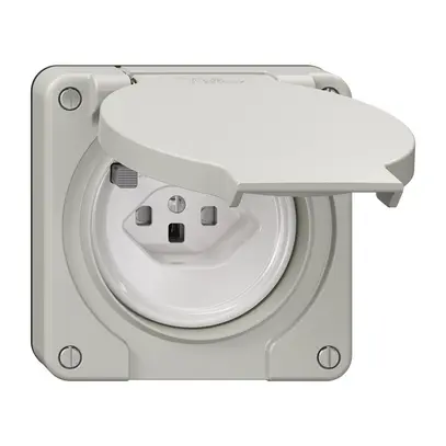 Prise FI NEVO N.CO, 30mA, type 23, shutter, bornes de raccordement, gris clair 