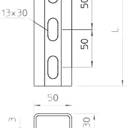 Barra profilata Bettermann 3000×50×30mm zincata a caldo 