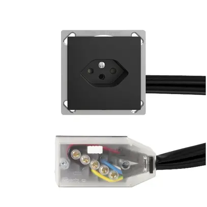 Presa INS EDIZIOdue T13 L2 nero per cavo piatto Technofil 