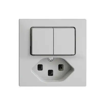 Combinaison 2×A-R/1L+T23 16A EDIZIOdue gris clair 