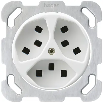 Prise ENC Hager basico 3×type 23 B blanc 