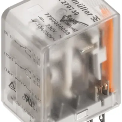 Relè WM, 24VDC, LED verde, 4 contatti invertitori, 250VAC, 5A 