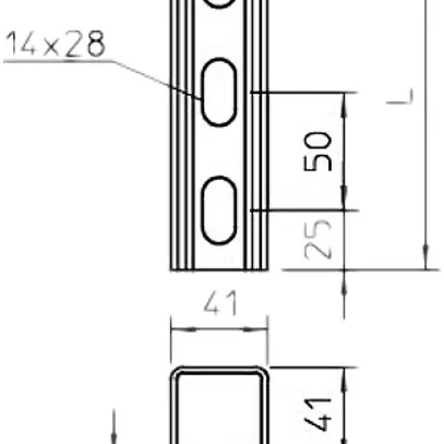 Barra profilata Bettermann 6000×41×41mm zincata a caldo 
